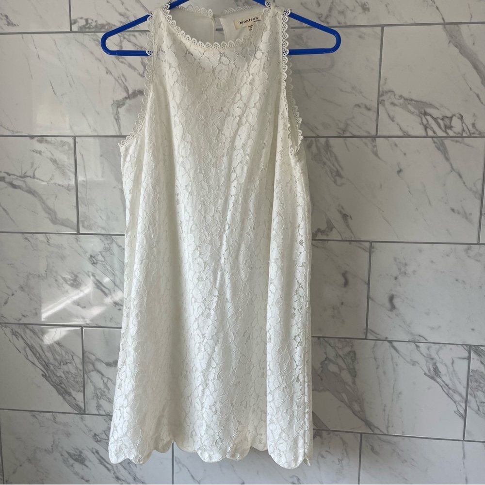 White Floral Lace Shift Dress